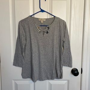 Michael Kors Grey 3/4 Sleeve Top
